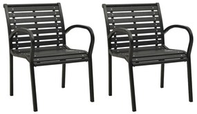 Záhradné stoličky 2 ks čierne oceľové a WPC