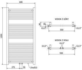 Mexen Mars, vykurovacie teleso 1200 x 600 mm, 617 W, čierna, W110-1200-600-00-70