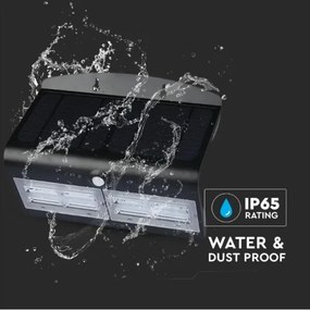 LED Solárne nástenné svietidlo so senzorom LED/7W/3,7V 4000K IP65 4000 mAh čierna