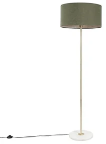 Stojaca lampa mosadz s zeleným tienidlom 50 cm - Kaso