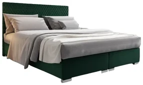 Manželská posteľ Boxspring 140 cm Harlan Comfort (tmavozelená) (s roštom, matracom a úl. priestorom). Akcia -21%. Vlastná spoľahlivá doprava až k Vám domov. 1055990