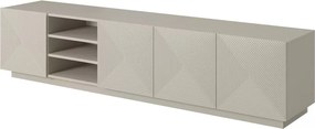TV skrinka Asha 200 cm s ryhovaným frontom a výklenkom - kašmír