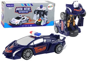 LEAN TOYS Policajné auto robotické 2v1 Transformers - námornícka modrá