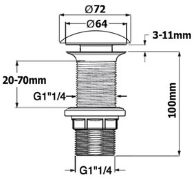 Isvea - Výpusť do umývadla, pr. 7,2 cm, matná čierna