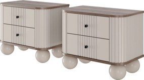 Nočné stolíky Vespera 56 cm - 2 ks - kašmírová / orech / čierna / kašmírové nohy