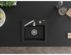 Mexen Milo, 1-komorový granitový drez 43,5x41 cm a kuchynská batéria Telma, chrómová, 6505-77-670200-00