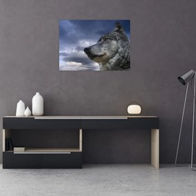 Sklenený obraz - Vlčia hlava (70x50 cm)