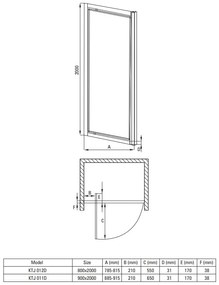Deante Jasmin Plus, 1-krídlové sprchové dvere 80x200 cm, 5mm číre sklo, chrómový profil, DEA-KTJ_012D