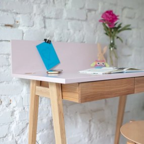 Sivý písací stôl s podnožím z jaseňového dreva Ragaba Luka, dĺžka 85 cm