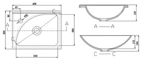 Aqualine Aqualine, Umývadlo 40x32cm, liaty mramor, biela, LM408