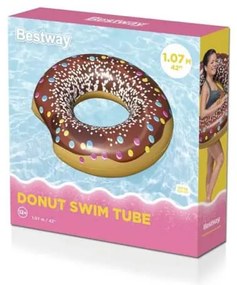 Detský veľký nafukovací kruh DONUT 107cm brown