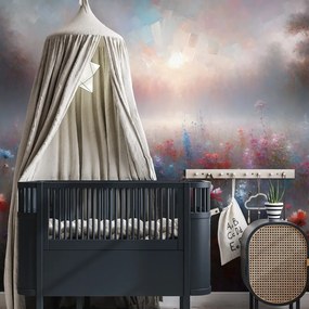 Tapeta jemné kvety v hmlistom opare