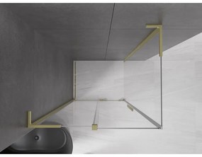 Mexen Velar L, sprchový kút s posuvnými dverami 90 x 100 cm, 8mm číre sklo, zlatá matná, 871-090-100-03-55