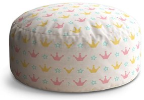 Taburet Circle ružové korunky na bielej, farebná