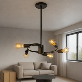 Toolight - Stropné svietidlo 5xE27 60W APP739-5CP, čierna, OSW-01104