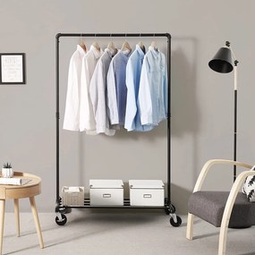 Kovový stojan na šaty s vysokou nosnosťou až 90 kg, čierny