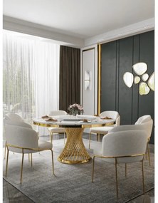 EXKLUZÍVNY STÔL AUDREY BIELY MRAMOR + ZLATÝ PODSTAVEC 130 cm