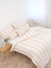 Predĺžené bavlnené obliečky Natural - Prúžky červené
