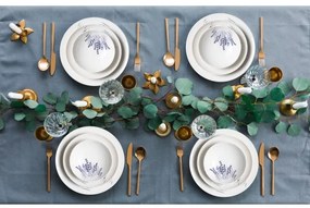 24-dielová jedálenská súprava, biela/modrá, porcelán