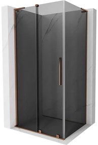 Mexen Velar L, sprchový kút s posuvnými dverami 110 x 75 cm, 8mm šedé sklo, ružové zlato, 871-110-075-43-60