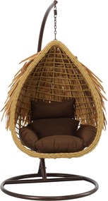 CH AZTEC ZÁVESNÁ STOLIČKA – PRÍRODNÁ, HNEDÝ VANKÚŠ, HNEDÝ RÁM