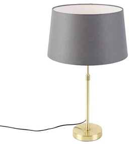 Stolná lampa zlatá/mosadzná s sivým ľanovým tienidlom 35 cm - Parte