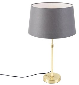 Stolová lampa zlatá / mosadz s ľanovým odtieňom sivá 35 cm - Parte