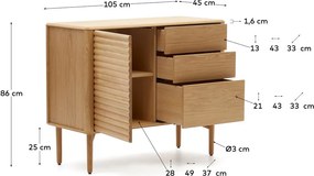 Nízka komoda v dekore duba v prírodnej farbe 105x86 cm Lenon – Kave Home