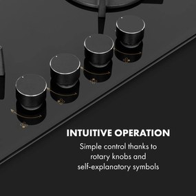 Klarstein Goldflame 4, plynová varná doska, 4 mosadzné horáky, sklokeramika