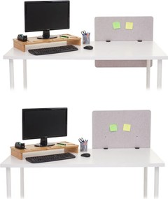 Akustický panel na stôl HWC-G75 - dvojstenná látka/textil - 65x60 cm - sivá