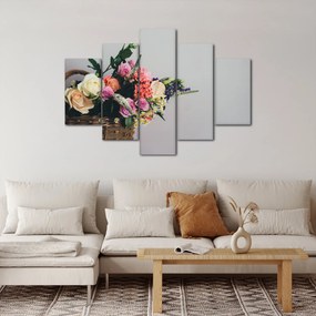 Obraz košíka s kvetinami (150x105 cm)