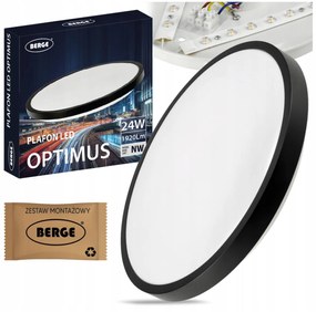 BERGE Stropný okrúhly LED panel - 24W - 1920lm - čierny - neutrálna biela