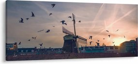 Obraz veterného mlyna (120x50 cm)