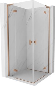 Mexen Mist-H L Duo, 2-krídlový sprchový kút 115 x 115 cm, číre sklo, medený matný profil, 8A5L-115L-115P-65-00