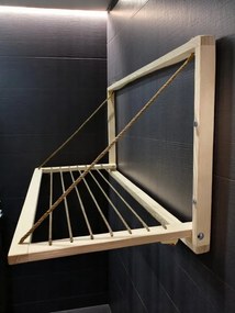 Nástenný drevený sušiak na bielizeň - držiak na uteráky - široký, svetlý, na balkón, do kúpeľne