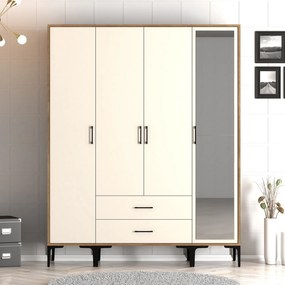 Šatníková skriňa Kiara STR (orech + krémová). Akcia -18%. Vlastná spoľahlivá doprava až k Vám domov. 1088458