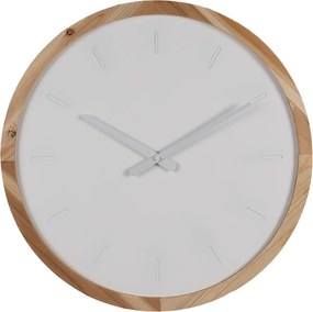 Bielo-hnedé minimalistické nástenné hodiny - Ø 50*4 cm / 1*AA