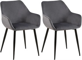 Set 2 jedálenských stoličiek Vessa zamat - tmavošedá
