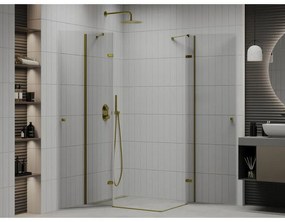 Mexen Roma Duo, sprchovací kút 80 (dvere) x 70 (dvere) cm, 6mm číre sklo, zlatý profil, 854-080-070-50-00-02