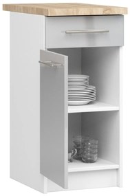 Kuchyňská skříňka Olivie S 40 cm 1D 1S bílá/metalický lesk/dub sonoma