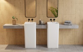 Besco Voľne stojace umývadlo z liateho mramoru Aygo Matt UM VS 40x40 cm BESCO-Typ výpuste: Click-Clack so štrbinovým prepadom, biela