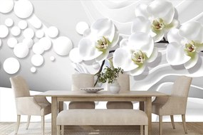 Samolepiaca tapeta elegantný kvet orchidey na abstraktnom pozadí