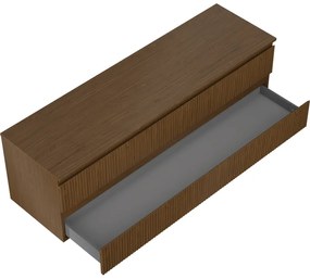 Mexen Rivel, kúpeľňová skrinka 160 cm s hornou časťou, 2 zásuvky, drážkovaná, orech, 91A20-16047-2-BFFC86