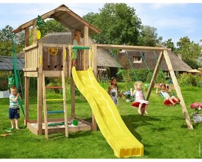Ihrisko Jungle Chalet so šmykľavkou a modulom 2-Swing Frame 2.0