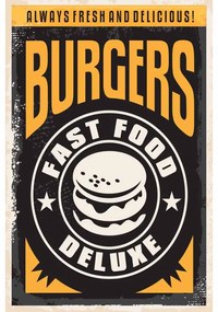 Ceduľa Burgers - Fast Food 40 x 30 cm