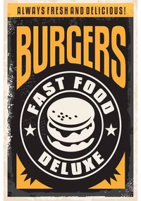 Ceduľa Burgers - Fast Food 40 x 30 cm