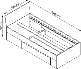 Posteľ so zásuvkami Carlos 90x200, biela