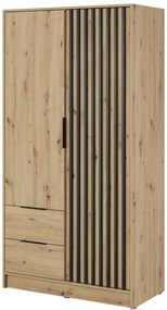 Dizajnová šatníková skriňa Nelly - dub artisan/čierna