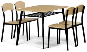Jedálenský set Industrial so 4 stoličkami, 110 x70 x 76 cm, hnedý