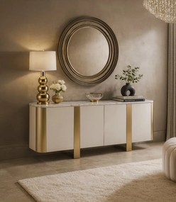 Komoda Stilig ST921 200 cm biela/zlatá/mramor